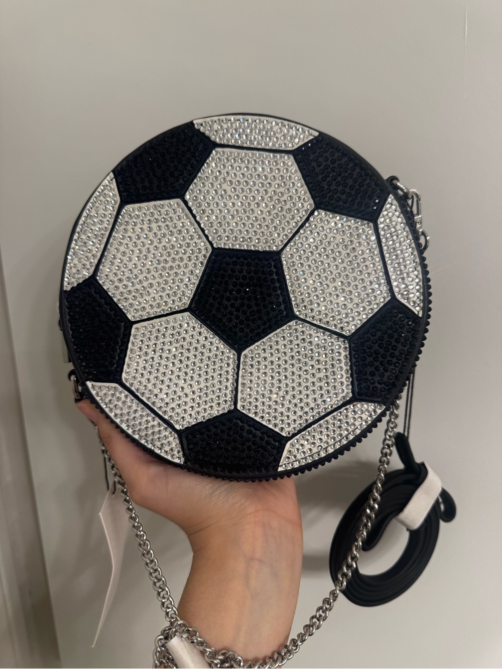 Zara Sparkly Applique Black & White Soccer Ball Crossbody Bag - Picture 8 of 8
